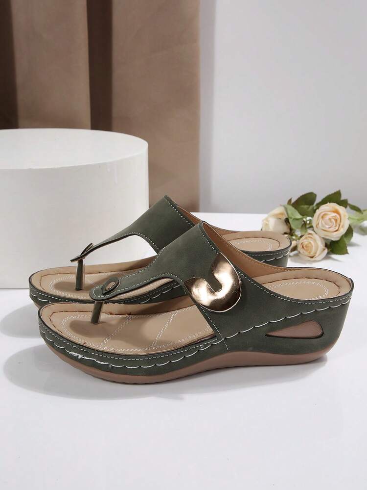 Sandalias de plataforma y cuña de verano para mujer de talla grande, nuevas, de moda, ligeras y cómodas, para uso en exteriores, playa y vacaciones - Azul marino - Añade 2