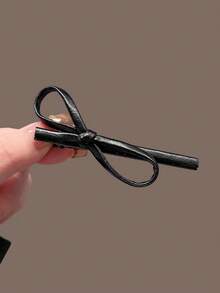 2 piezas Pinzas para el cabello con lazo de cuero negro, pinzas para el flequillo lateral para mujeres - Negro - Ver 8