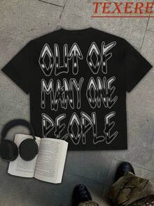 (180g 100 Percent Cotton T-Shirt) Men's T-Shirt Men's Casual  Comfortable, Fashionable T-Shirt, Street Style Double-Sided Printing Cotton   Playing Cards - màu đen - Xem 3