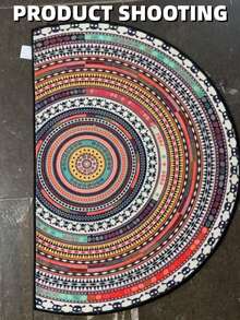 1pc Vintage Boho Mandala Print Semi-Circle Doormat, Fashionable Retro Theme Decor Mat, Bathroom Mat, Bath Rug, Doormat, Small Rug, Carpet, Floor Mat, Home Decor, Area Rug, Outdoor Mat, Area Carpet, Bedroom Rug, Washable Carpet, Doormat, Small Rug, Welcome Mat - Bohemian style - View 8