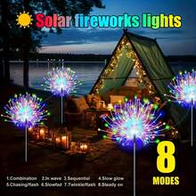 6/4Packs Solar Firework Lanterns, 240/360/480 LED, 8 Lighting Modes, Water-Resistant, Push Button Control, Semi Flush Mount, Non-Detachable, ≤36V, Lithium Battery, For Garden, Yard, Walkway, Lawn Decor - Warm White - View 9