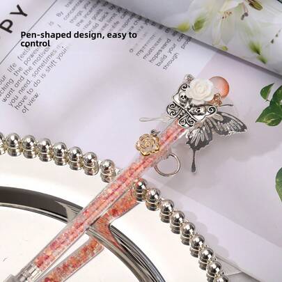 1pc Butterfly Floral Pattern Pen Knife, Chinese Style Delicate Butterfly Design, Handmade Aesthetic Stationery Knife, High Quality Parcel Opener, Small Craft Carving Knife, Bullet Journal Supplies