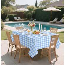 2 Pack Blue Gingham Tablecloth Disposable 54 X 108 Inch Blue And White Plaid Plastic Table Cloth Disposable Rectangle Table Cover For Party Birthday Picnic Checkered Tablecloths - Blue Gingham Tablecloth - 查看 6