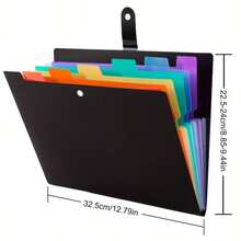1pc Multipurpose File Folder, A4 Size, With 7 Labeled Pockets, Suitable For Letter Size Documents, Designed For Expanded File Storage, Ideal For School, Office And Home Organization. - Black - Rainbow Edition - View 10