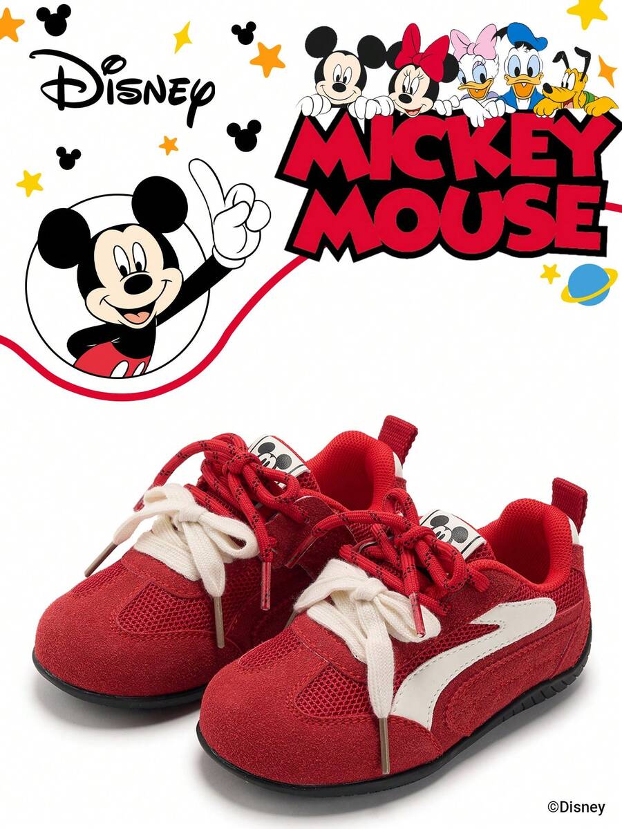 Authorized Collaboration With Mickey Mouse | A Pair Of Disney Children's Sneakers, Suitable For Daily, Festival, Sports, And Outdoor Wear. It Fits The Foot Comfortably, Is Anti-Slip, Wear-Resistant, And Breathable (Boys' Sneakers, Boys' Board Shoes, Children's Sneakers, Girls' Sneakers, Girls' Board Shoes) - Red - View 1