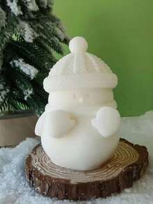 新款圣诞雪人瑜伽姿势蜡烛硅胶模具，DIY圣诞泡泡雪人香氛蜡烛硅胶模具 - A-白色 - 查看 4