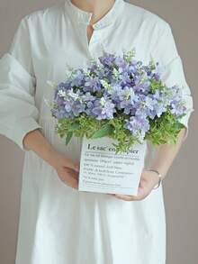 1个仿真花环，人造植物，户外花园装饰，派对、婚礼、节日、家居装饰、卧室、餐厅、冬季装饰、生日礼物 - 藍紫色 - 查看 8