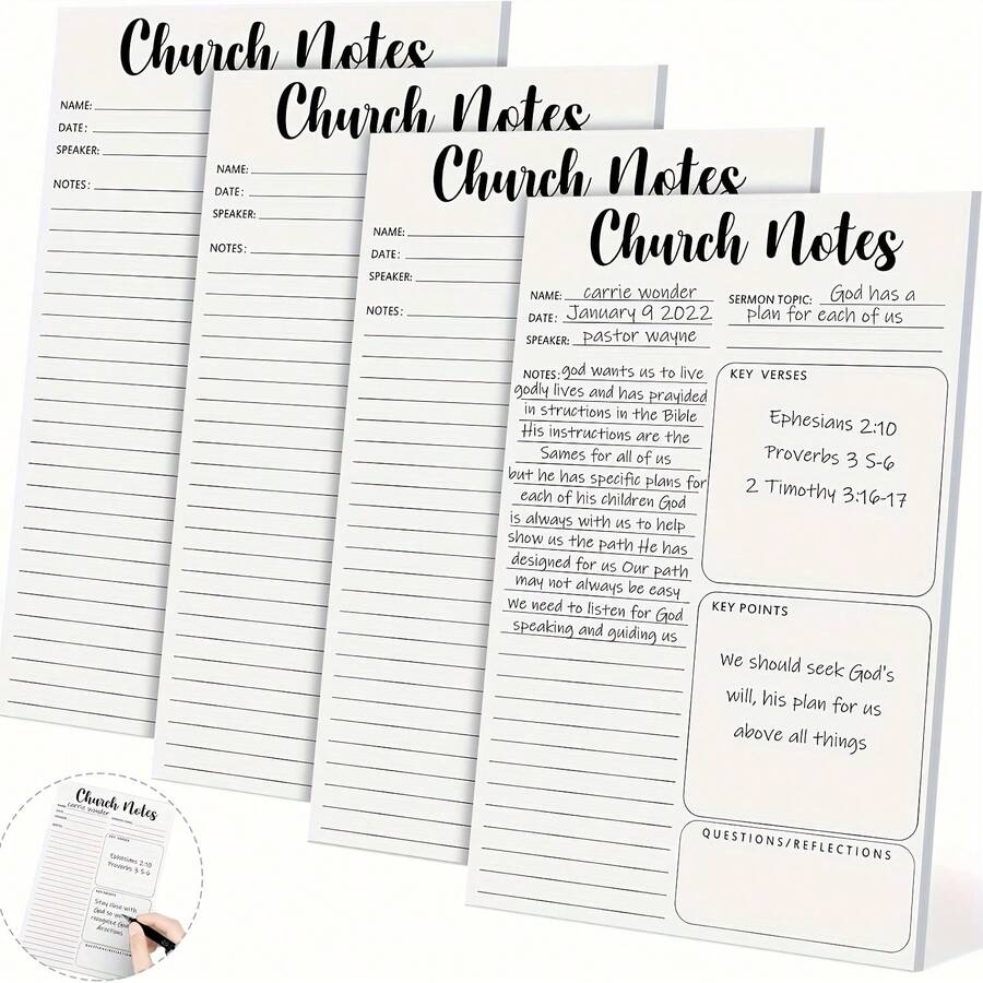 2/4 Christian Notebooks - Self-Adhesive Religious Notebooks With Scripture Index, Bible Study Journal, 5.5x8.5inch, 25 Pages Each, Suitable Pastors, Sunday Schools, Supplies, Tear-Off Pages, Self-Adhesive Notes, Leaders - 2 - View 1