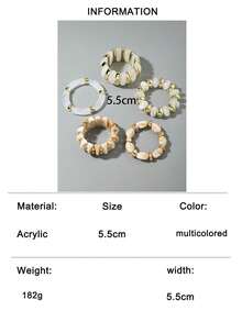 imoli 5pcs/6pcs Set Minimalist Fashion CCB Curved Tube Faux Pearl Geometric Retro Niche Bracelet Set, Versatile For Daily Wear, Casual, Party, Gift - Multicolor - View 13