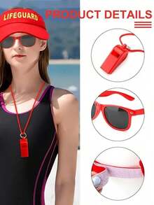 Bộ trang phục cứu hộ gồm 1 món: phao hơi, còi, kính bảo hộ và mũ điều chỉnh được; trang phục hóa trang cứu hộ dành cho người lớn, phù hợp cho cả nam và nữ, tuyệt vời cho hồ bơi, lễ hội Halloween, tiệc hóa trang, bãi biển và nhiều dịp khác. - Đỏ - Xem 5