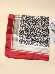 1条90厘米印花围巾/头巾，女士时尚配饰，适合海滩、度假和日常生活，为您的装扮增添亮点。 - 紅色 - 查看 3