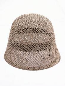 1pc Solid Color Straw Hat, Bohemian Casual Decor, UV Protection Panama Woven Hat, Western Cowboy Sun Hat, Versatile For All Seasons - Plain Straw Hat - View 2