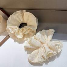 1件優雅蕾絲多層鏤空花朵髮圈，獨特設計，髮飾 - 米色 - 查看 6