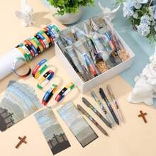 25 Sets Easter Christian Gift Bulk Plan Of Saation Pen Bible Verse Bracelet Gospel Romans Road Tract Scripture Gifts Bulk For Women Church Party Sunday School Pastor Teacher Classic - 黑色 - 查看 2