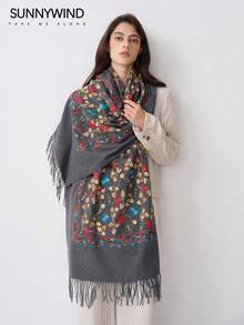 1pc Women's Polyester Paisley Pattern Versatile Scarf/Shawl - Dark Grey - View 4