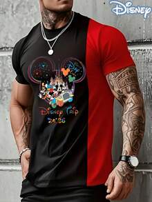 Disney Official Licensed Disney Trip 2026 Mickey & Friends Color Block T-Shirt 230g Unisex - Black and Red - View 1