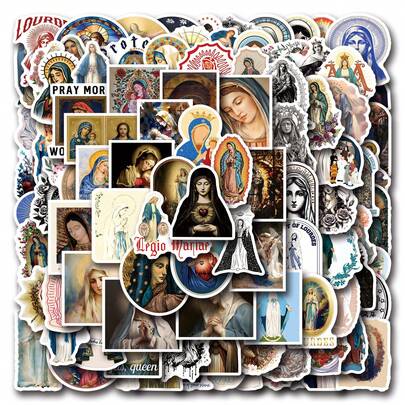 125Pcs Virgin Mary Stickers - High-Quality And Beautiful Stickers, Can Be Used For Decoration Laptop, Water Bottle, Phone, Journal, Scrapbook, Bumper, Skateboard, Luggage, For Holiday Decorations