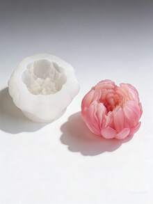 手工3D立体优雅单瓣牡丹花苞硅胶模具，适用于制作香薰蜡烛、肥皂、石膏、水晶树脂、环氧树脂、花卉设计礼品、石膏工艺品，经久耐用的装饰模具 - 白色矽膠模具 - 查看 6