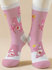 1 Paar personalisierte Damen-Socken mit Care Bears, 360 Grad Digitaldruck mit interessanten Designs wie Cheer Bär, Wish Bär, Herz Bär, Angel Bär, Grumpy Bär und anderen, moderner minimalistischer Stil, geeignet für den täglichen Gebrauch und als Geschenk zur Graduierung/zum Geburtstag - Verschiedenfarbig - Übersicht 4