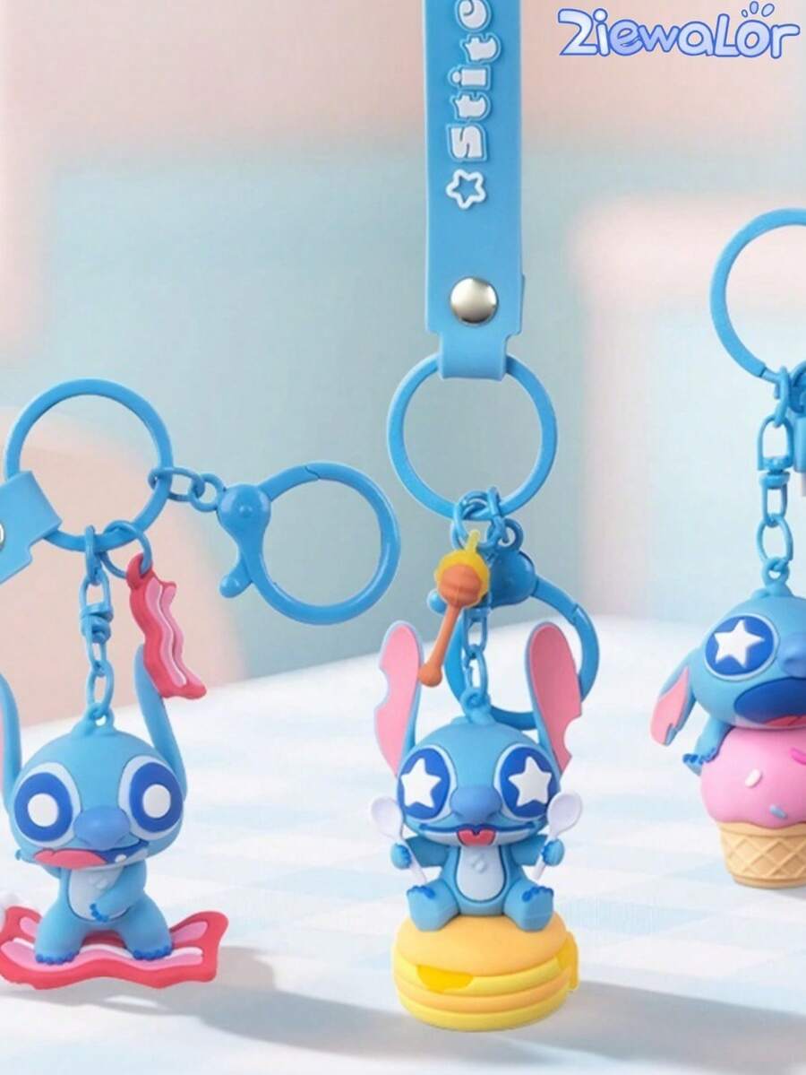 Stitch Keychain, Lilo & Stitch Series Cute Stitch Plush Keychain - Multicolor - View 1