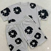 Style Kit: T-Shirt + Floral Sakura Minimalist Shorts - Light Grey - View 2