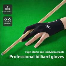 1pc High-Quality Snooker Left/Right Hand 3-Finger Open-Style Billiard Glove, Suitable For Women And Men, Highly Elastic Breathable Non-Slip - Multicolor - View 8