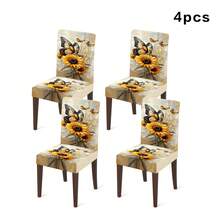 1/2/4/6/30 piezas Fundas de silla de comedor con estampado floral y de girasol, diseño cálido y pastoral con decoración de mariposas, adecuado para mesa de comedor y decoración de habitación, fundas de silla extraíbles y lavables - Multicolor - Ver 8