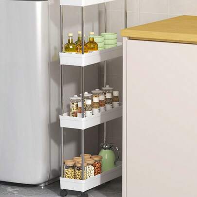 1 pieza Estantería de almacenamiento móvil de varios niveles, organizador de cocina/baño, carrito rodante para el hogar, adecuado para lavandería y otros espacios estrechos, estantería de almacenamiento para garaje