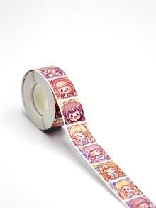 1 Roll Cartoon Girl Sticker Sheets, Anime Handmade Toy Round Sealing Stickers - Multicolor - View 9