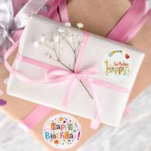 1 Roll Happy Birthday Stickers, Envelope Gift Box Packaging Self-Adhesive Sealing Stickers, 8 Different Styles - Multicolor - View 3