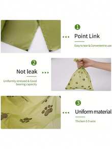 1 Roll/5 Rolls/10 Rolls/20 Rolls (15pcs/75pcs/150pcs/300pcs) Scented Thick Leak-Proof Pet Waste Bags, For Pet Waste Management - Green - View 9