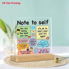 1 Stück Acryl Tischkartenhalter mit Holzsockel - 4x4 Zoll positive Affirmation und Selbstliebe Erinnerung, bunte motivierende Notiz für Büro, Schule | Mit inspirierenden Phrasen und Illustrationen, motivierendes Werkzeug | bunte Tischkartenhalter | Acryl Notizkartenhalter - Sätze - Übersicht 2