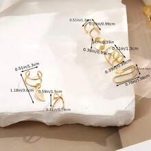 波西米亚风耳夹套装 - 6件装金/银叶子和星星耳骨夹，适合无耳洞佩戴 - 金色 - 查看 3