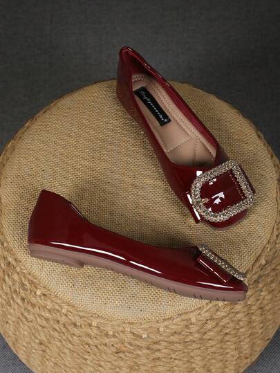 New Lacquered Leather Square Toe Shoes For Teenage Girls