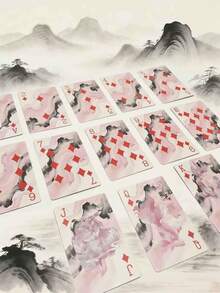 古典中式扑克牌，风水鲤鱼图案，寓意繁荣昌盛，适合家庭游戏和娱乐，蛋形收藏扑克牌 - 彩色 - 查看 6