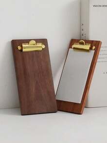 1PC Wooden Clipboard, Mini Clipboard, Memo Board, Recipe Holder, Writing Board. Features A Metal Clip. Ideal For Restaurants, Schools, Waitstaff, Hostesses, And Menu Stands. - 9.1*18cm - View 6