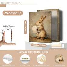 1pc Vintage Rabbit & Toilet Paper Easter Pattern Bathroom Wall Decor - Funny Farmhouse Style Decoration - Printable Rabbit Wall Art, Suitable For Home, Room, Bedroom, Living Room, Bathroom Decor, Wall Art With Frame - A - View 17