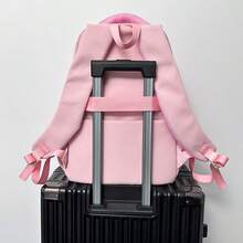 1pc Women's Pink Backpack, Korean Style Middle/High School Student Bag, Large Capacity Casual Daypack - D - View 11
