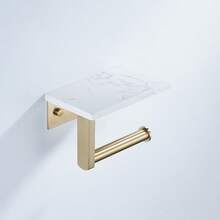 1个304不锈钢大理石纹卫生纸架，浴室壁挂式纸巾卷架带置物架 - 彩色 - 查看 13