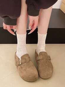 2026新款厚底拖鞋，隐形坡跟设计，女士秋季外出穿着 - 卡其色 - 查看 1