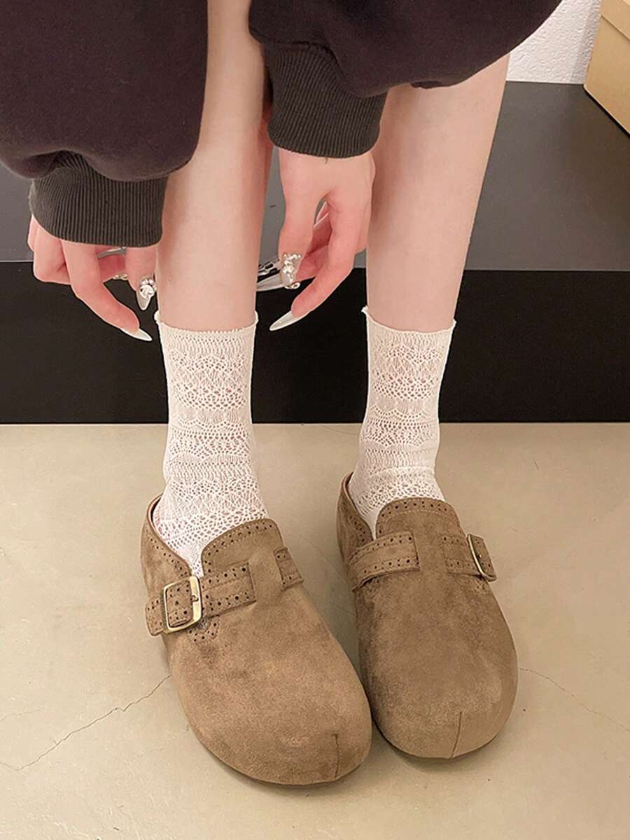 2026新款厚底拖鞋，隐形坡跟设计，女士秋季外出穿着 - 卡其色 - 查看 1