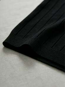 Men's Ribbed Crew Neck Short Sleeve Knit Sweater, Spring/Summer - Black - View 7