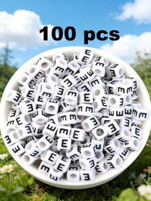 100/2000颗白色亚克力字母珠 6x6mm - “A-Z”字母和数字立方体隔珠，适用于DIY珠宝制作、项链、手链、耳环 - 非常适合手工艺人和小企业 - 黑與白 - 查看 20