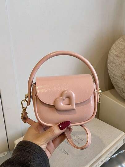 2026 Spring New Niche Women's Handbag, High-Quality Minimalist Solid Color Small Square Bag, Versatile Shoulder Bag, Crossbody Bag, Love Heart Lipstick Bag, Gift