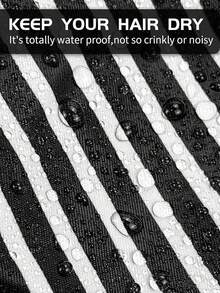 1pc Women's Reusable Waterproof Bath Cap Striped Bow Elastic Design For Stylish Home Use Protects Hair During Showers, Spa Treatments, Cooking, Cleaning, And Travel - Multicolor - View 9