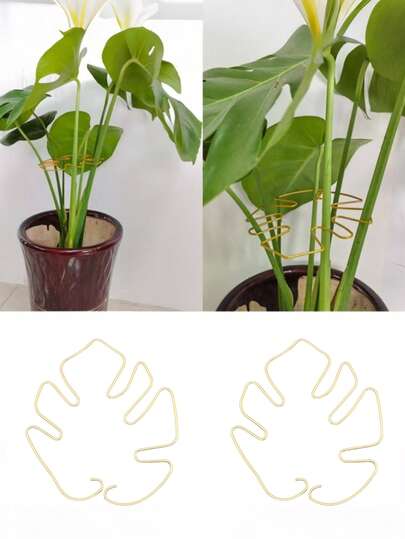 Gold Plant Stem Trellis - Stable Grip Support, Unique Climbing Plant Design, Tortoise Shell Bamboo Clip Set, Ideal Plant Support For Robust Plant Growth, Decorative Plant Trellis Helps Better Plant Fixation