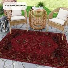Vintage Red Persian Pattern Rug - Machine Washable, Soft Texture, Elegant Floral Design, Perfect For Living Room, Bedroom, Or Outdoor Space, Living Room Carpet | Elegant Home Decor | Backing, Living Room Carpet - contracted design - View 4
