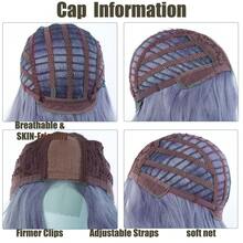 24 Inch Long Straight Light Blue Wig With Bangs, Synthetic Women's Natural Lolita Cosplay Fashion Youthful Big Wave Long Curly Full Wig - Dusty Blue - View 6