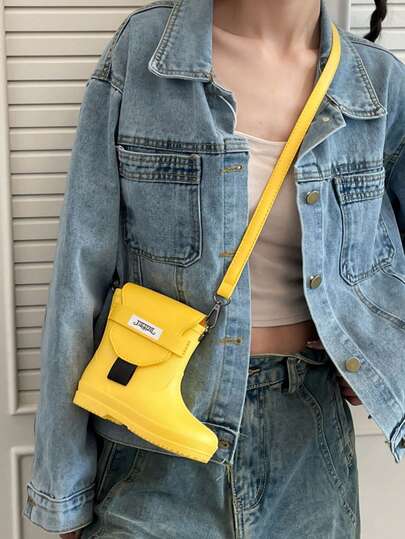Cartoon Cute Rain Shoes Small Bag For Girl, New Fashion Pvc Crossbody Bag For Girl, Candy Color Single Shoulder Jelly Bag.
