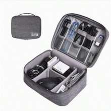 1 Hộp đựng trang sức nhiều lớp, túi đựng phụ kiện kỹ thuật số du lịch, hộp đựng sạc dự phòng, tai nghe, máy ảnh, cáp dữ liệu, túi đựng điện thoại di động, máy tính xách tay đa chức năng có ngăn, hộp đựng mỹ phẩm dung lượng lớn, thích hợp đựng cáp dữ liệu, túi đựng phụ kiện điện tử kỹ thuật số du lịch, túi xách tay đựng sạc USB, hộp đựng đồ quý giá - màu đen - Xem 5